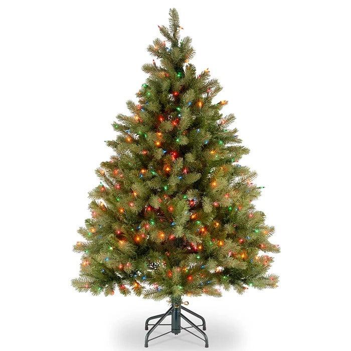 4.5 ft Downswept Douglas Fir Pre-Lit Christmas Tree, Multicolor Lights