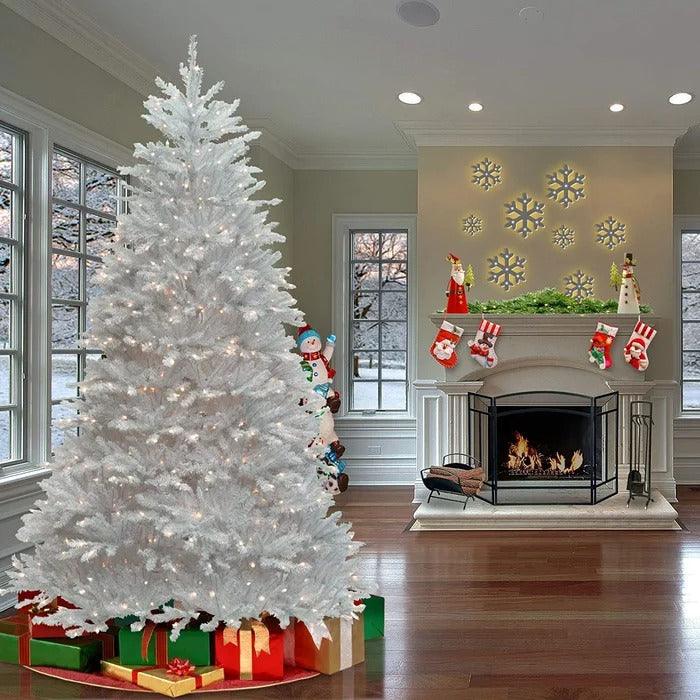 7.5 ft White Dunhill Fir Pre-Lit Artificial Christmas Tree