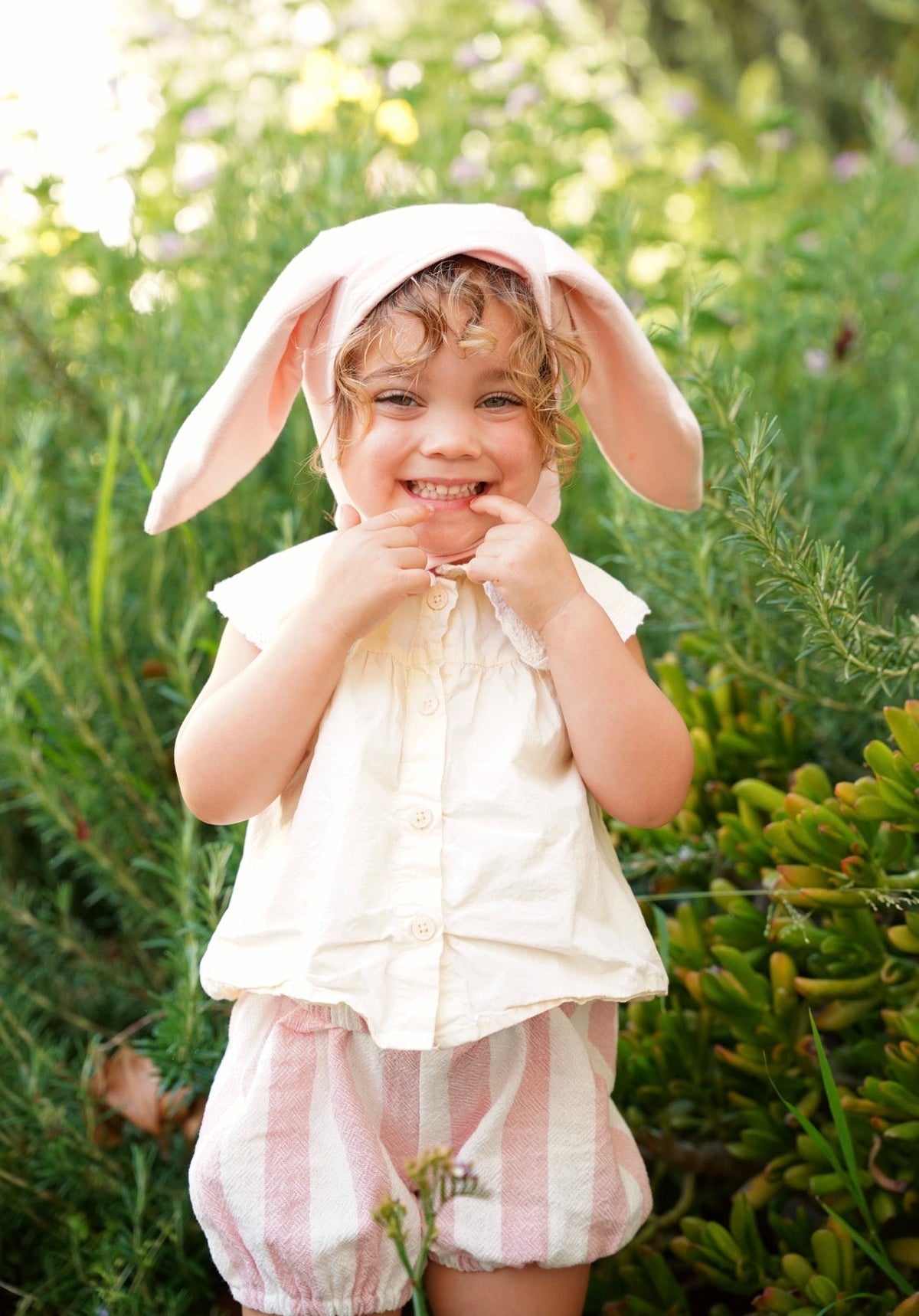 Pink Bunny Bonnet and Bunny Tail Set