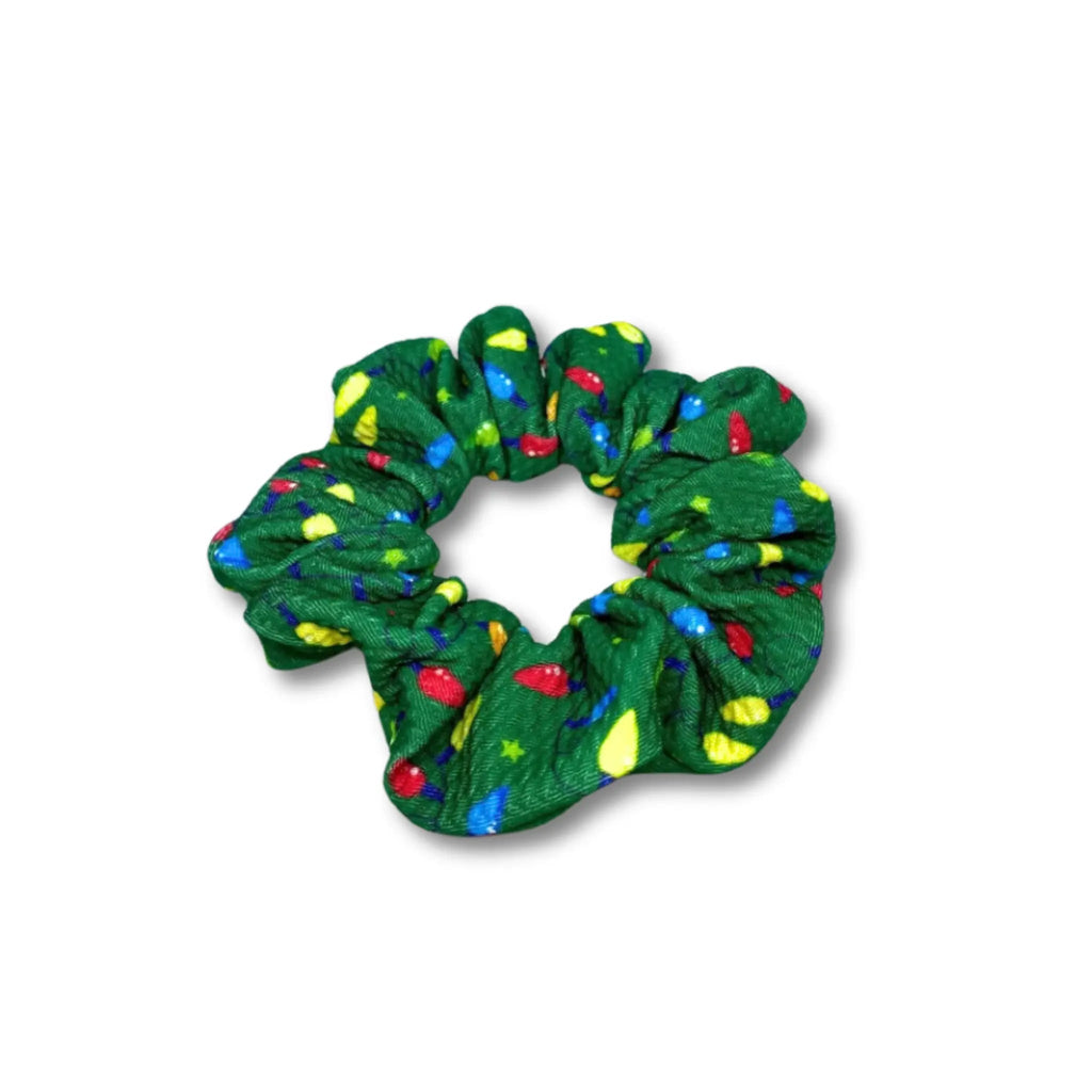 Mini Green Lights Christmas Bullet Scrunchie