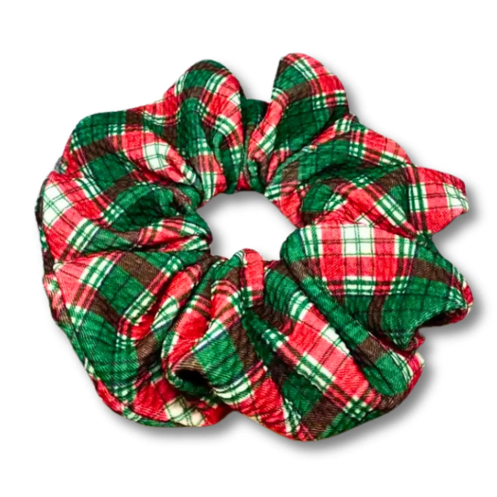 Red and Green Plaid Christmas Bullet Scrunchie