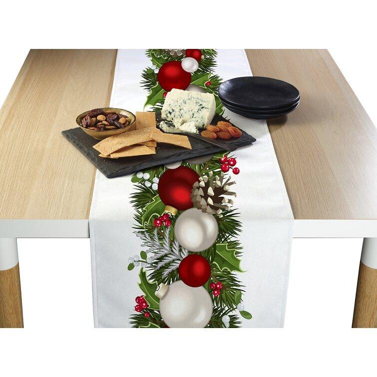Christmas Garland Table Runner - Elegant & Stain-Resistant Holiday Decor