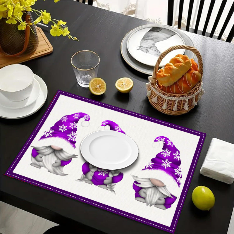 Christmas Dwarf Meal Mat Christmas Day Kitchen Table Decoration Insulation Mat Printed Table Mat