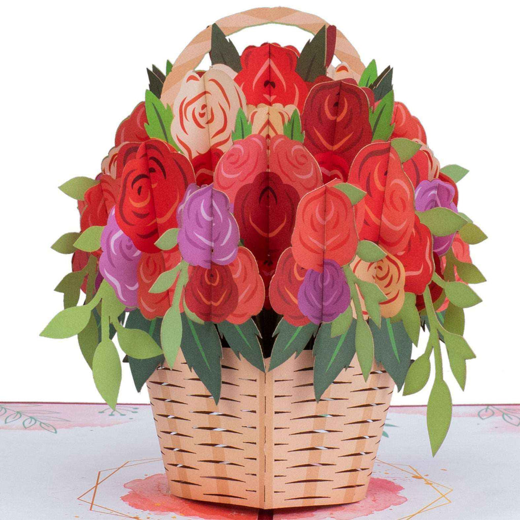 Basket of Roses Pop Up Card - 5"x7"