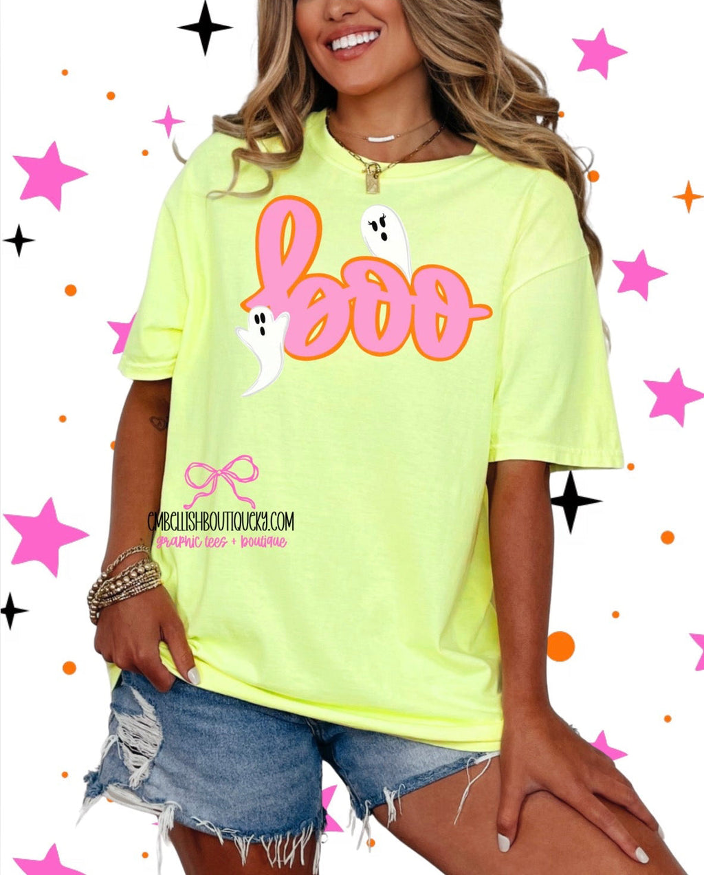 Neon & Pink Boo - Halloween tee