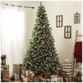 Artificial Green Pine Christmas Tree with Warm Lights, Flocked Pine Cones