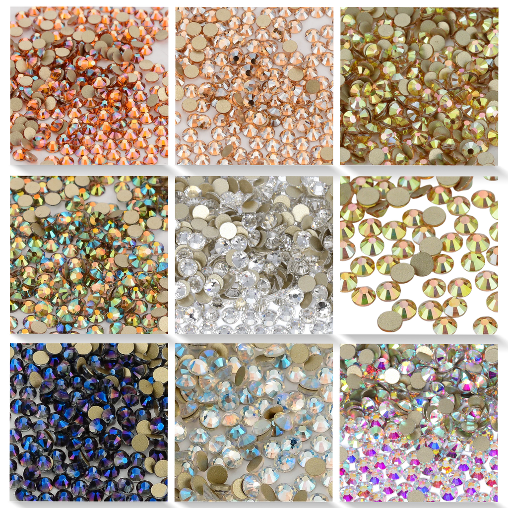 SS3-SS60 AB Gold Bottom Non-Hotfix Glass Flatback Rhinestone