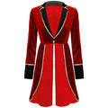 Velvet Circus Ringmaster Gold-Trimmed Swallow-Tail Blazer Coat