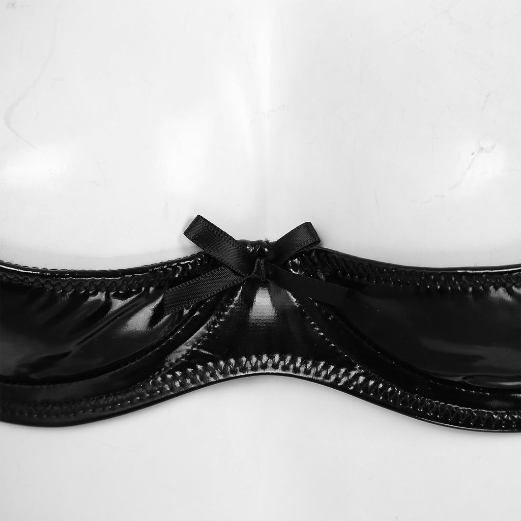Patent Leather Underwired Open-Cup Bra