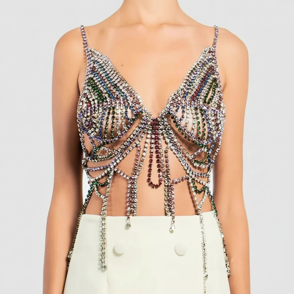 Dazzling Crystal Tassel Chest Chain & Bikini Bra Body Jewelry