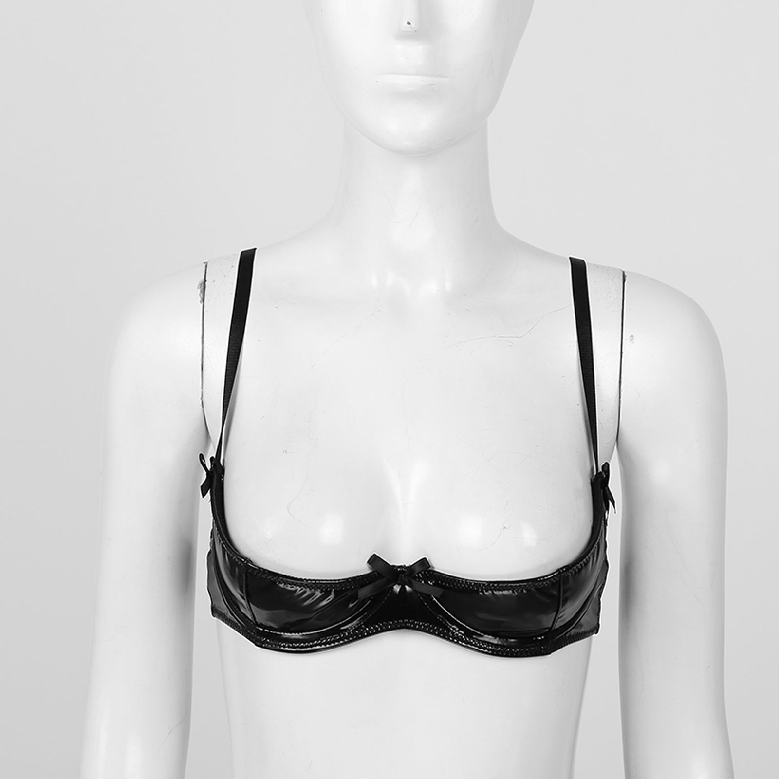 Patent Leather Underwired Open-Cup Bra