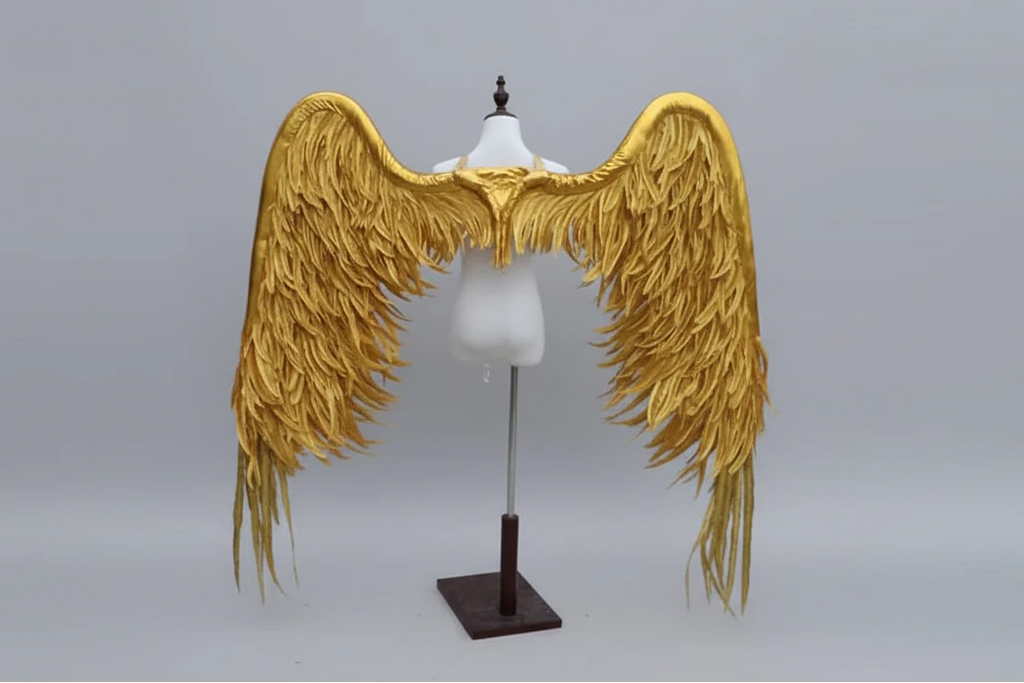 The Stardust Empress Royale – Deluxe Gold Custom Feather Angel Wings Stage Performance Prop