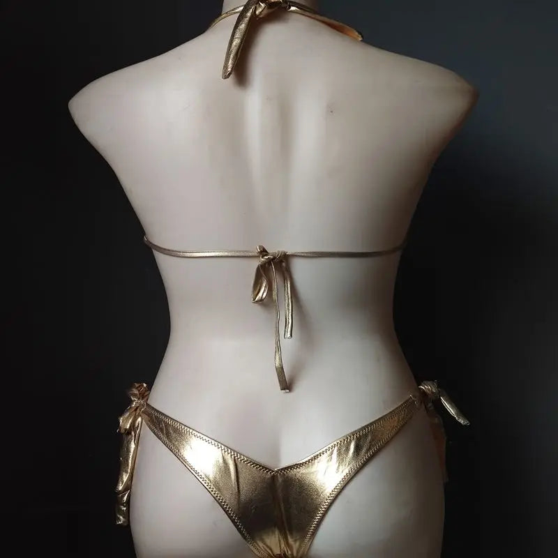 The Venus Vacation Hollow-Out Bikini – Diamond Lattice Showgirl Swim Set