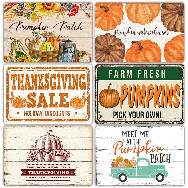 Pumpkin Vintage Poster Sign Plate Thanksgiving Retro Metal