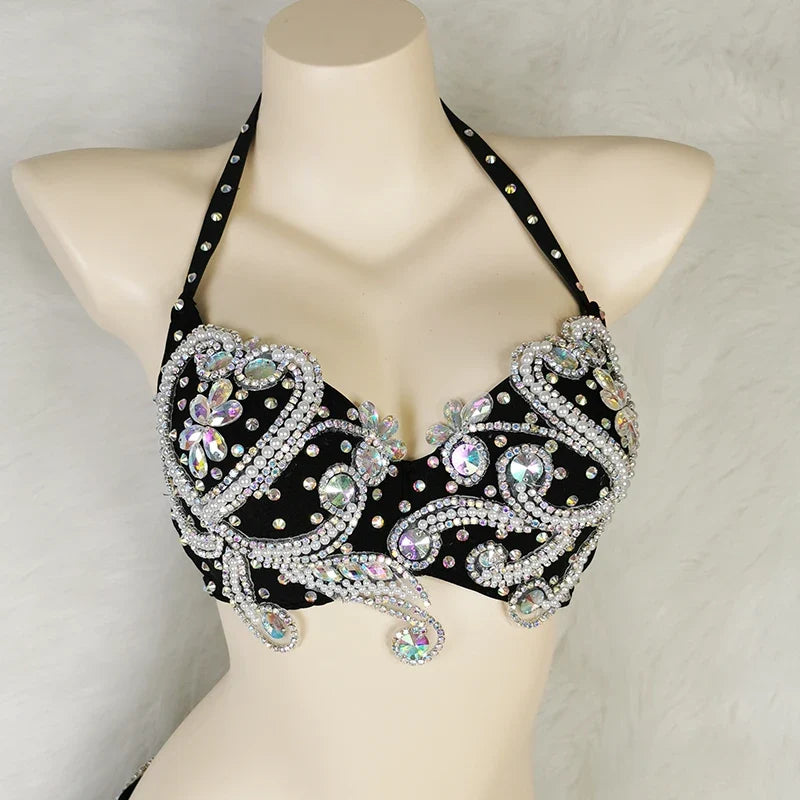 The Stardust Oasis Sirena – Deluxe Crystal & Beaded Belly Dance Bra & Belt 2-Piece Costume Set