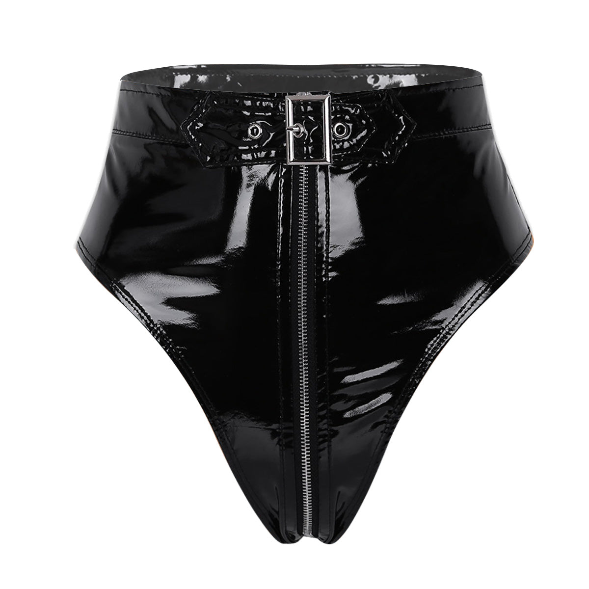 Womens Wet Look PVC Leather Underwear Set Wire-free Unlined Bra Top with High Cut Briefs Party Club Pole Dancing Clubwear