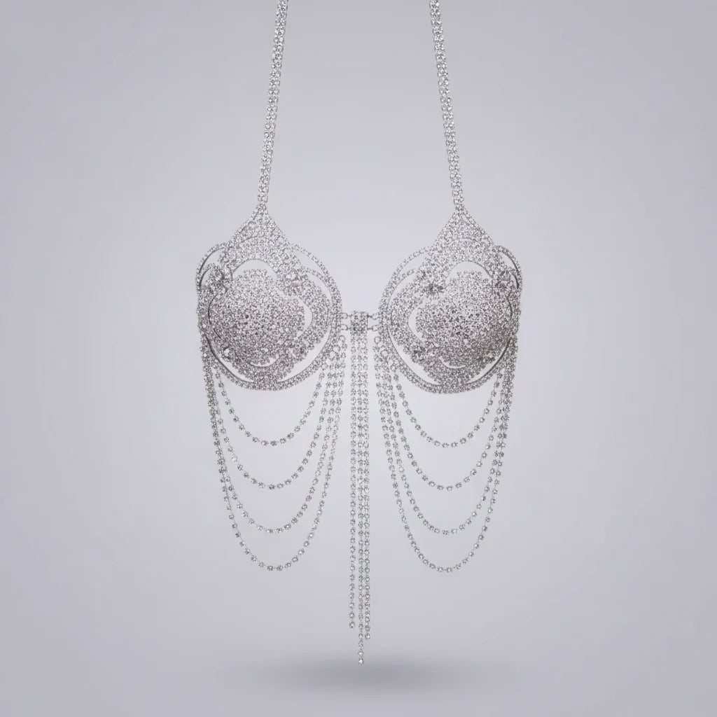 Dazzling Crystal Tassel Bra Chain & Skirt Bikini Body Jewelry Set