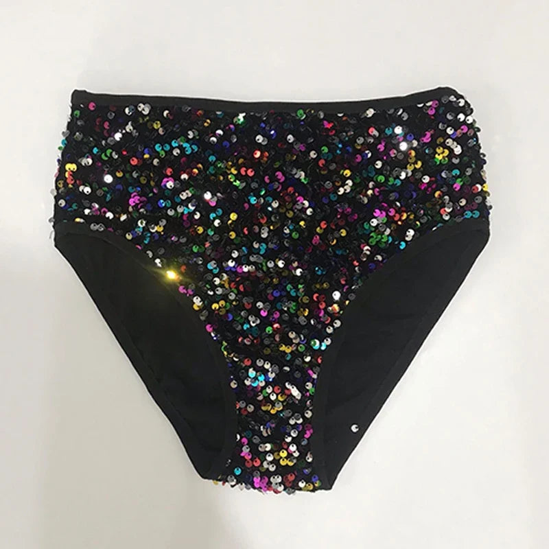Sequined High-Waist Pole Dance Shorts & Gogo Performance Bottoms