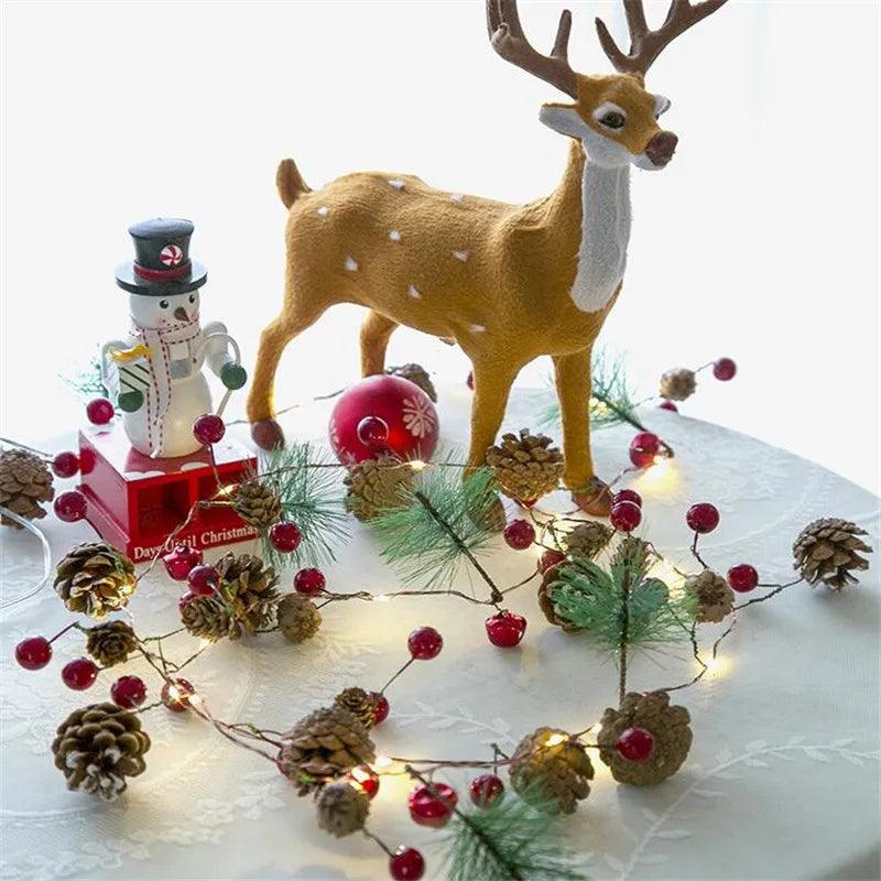 2 m Battery-Powered Pine Cone & Star Christmas String Lights