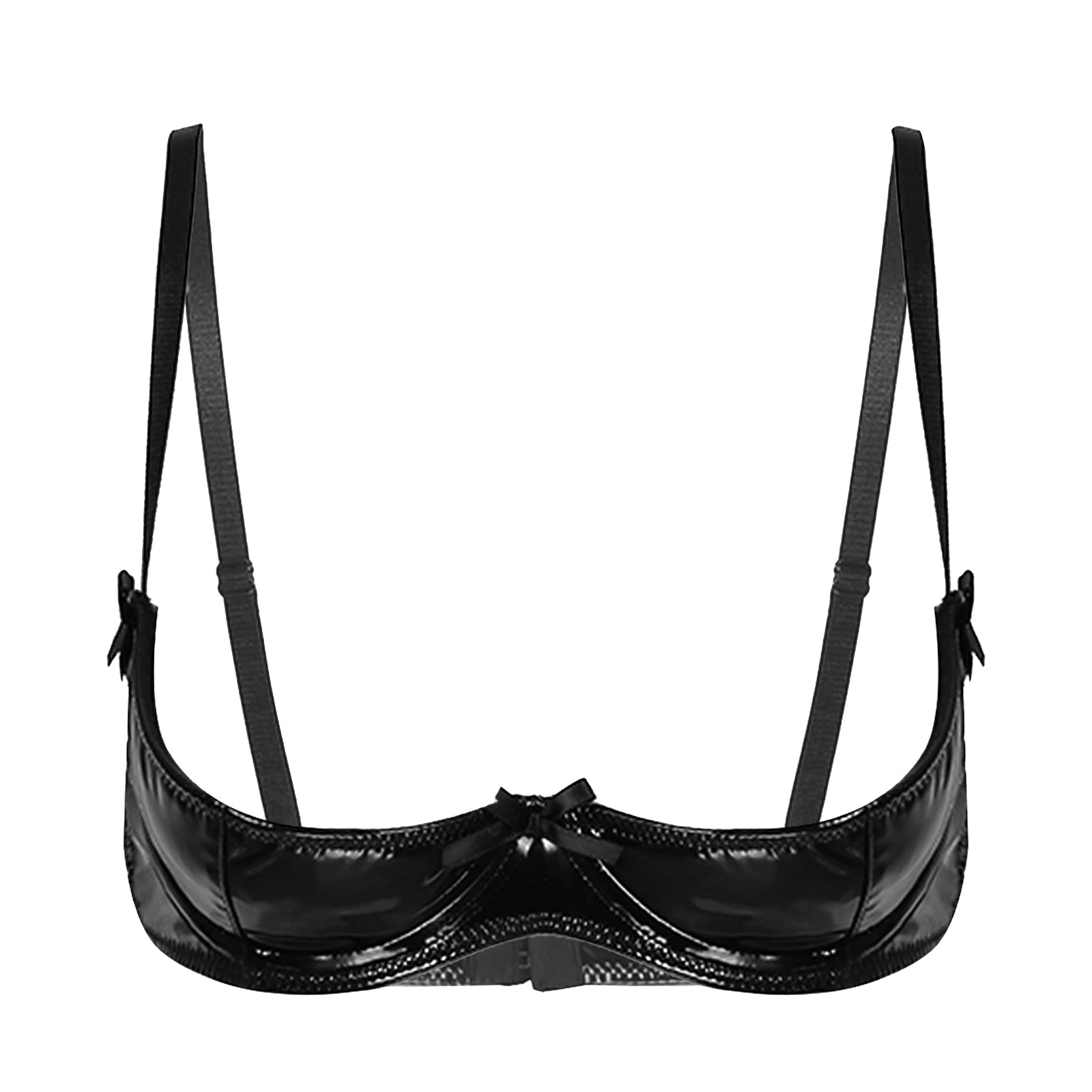 Patent Leather Underwired Open-Cup Bra