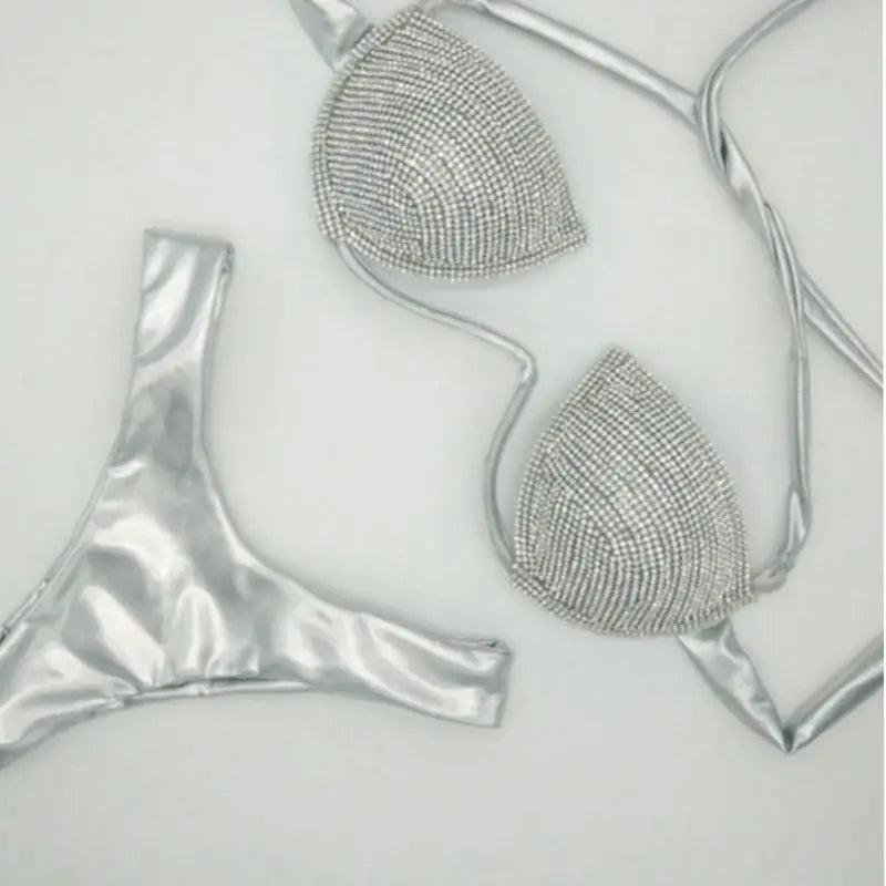 The Venus Vacation Classic Diamond Bikini – Heavy Shimmer Showgirl Swim Set