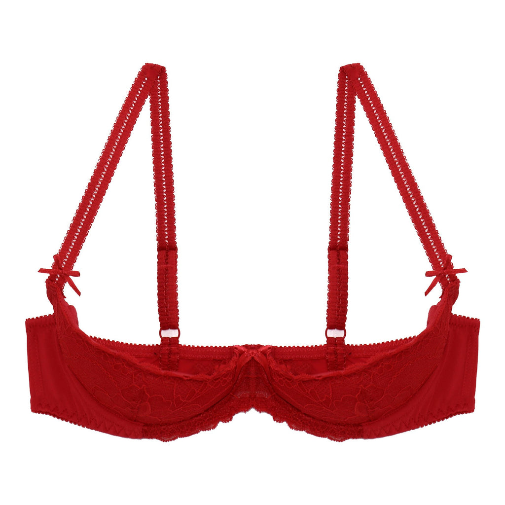 Lace Underwire Half-Cup Push-Up Bra