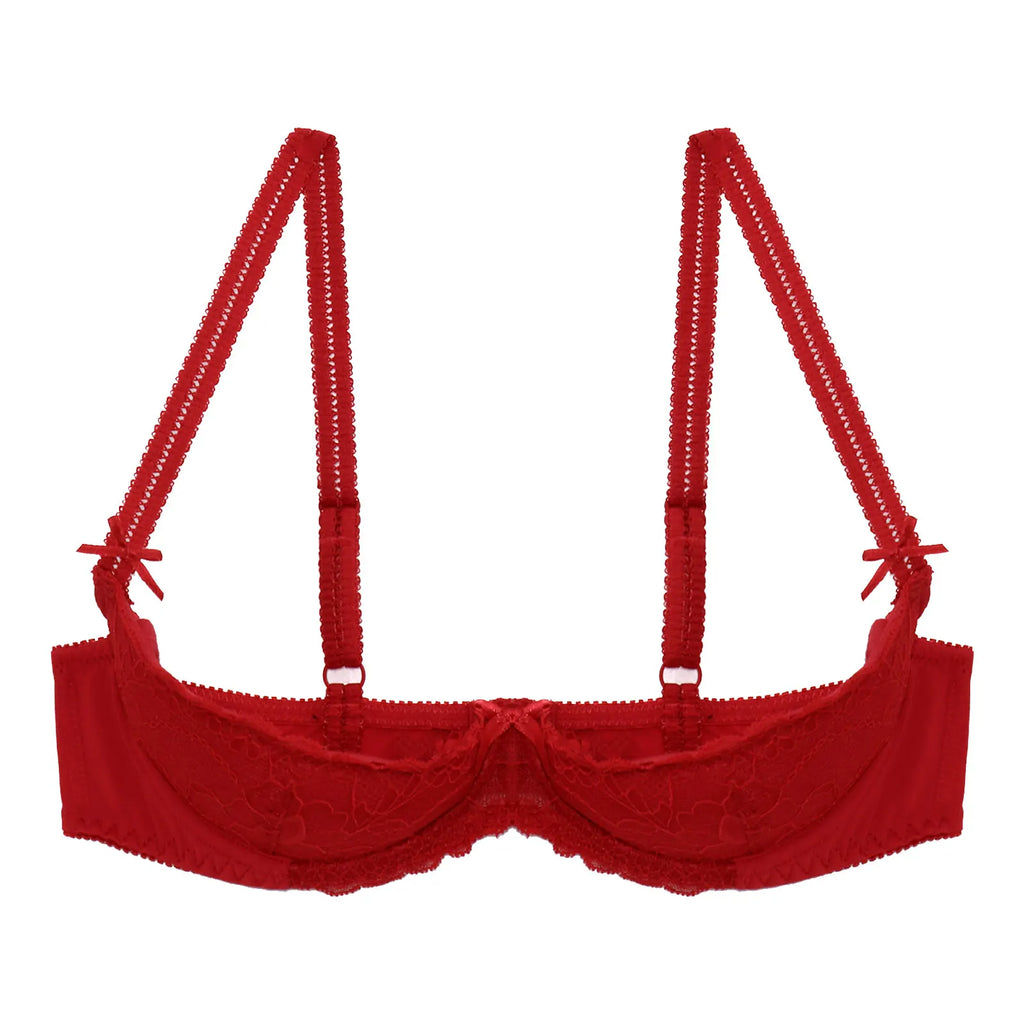 Lace Underwire Half-Cup Push-Up Bra