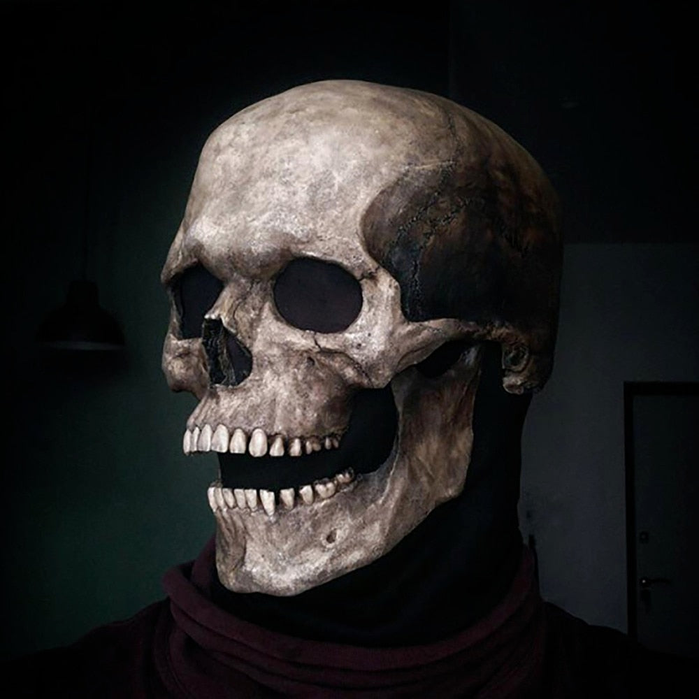 Halloween Movable Jaw Full Head Skull Mask