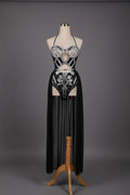 The Stardust Empress Royale – Sparkly Cutout Siamese Singer Jumpsuit & Cloak Set