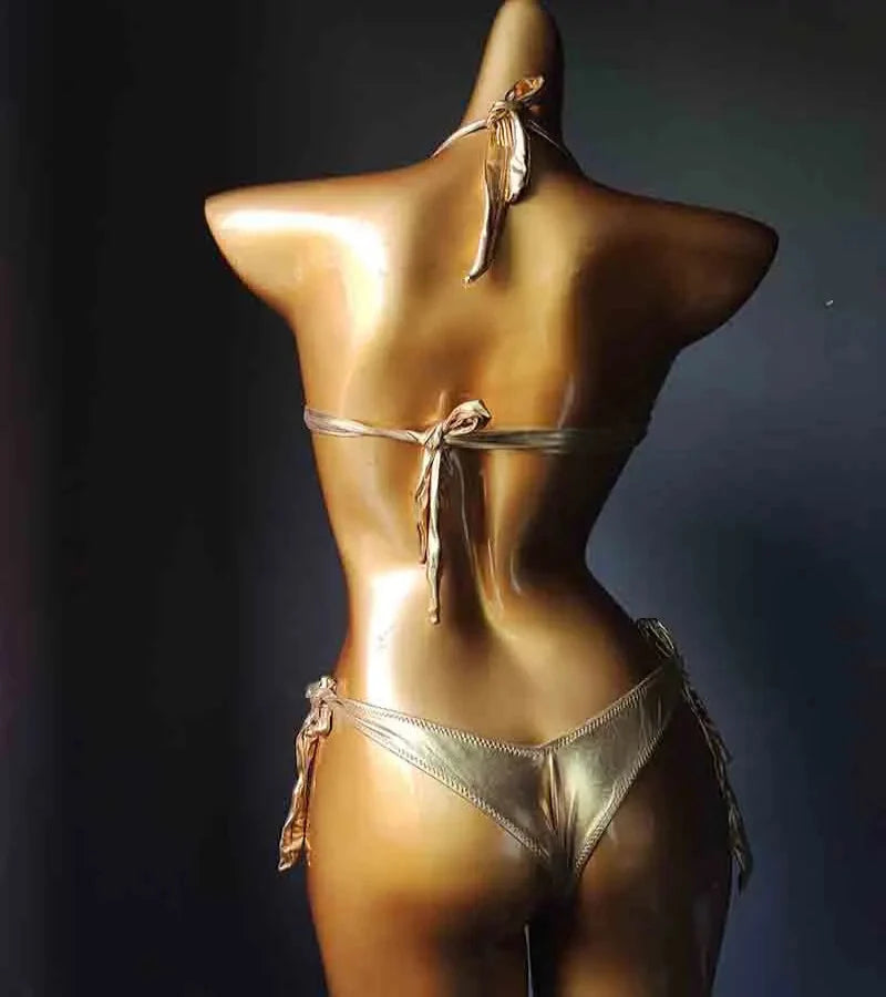 The Venus Vacation Deep-V Bikini – Luxe Rhinestone Embellished Showgirl Swim Set