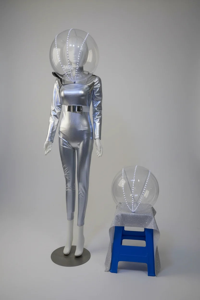 Luminous Space Warrior Light-Up Helmet & Cyberpunk Costume Set