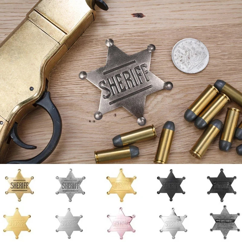 Sheriff Badge Brooch Metal Deputy Star Costume Pin