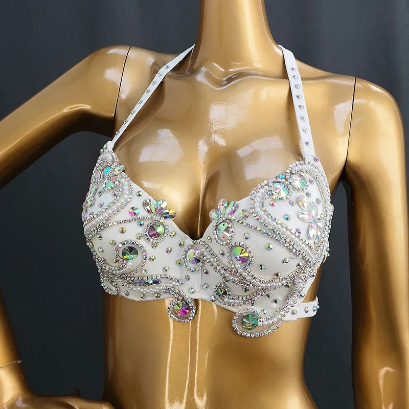 The Stardust Oasis Sirena – Deluxe Crystal & Beaded Belly Dance Bra & Belt 2-Piece Costume Set