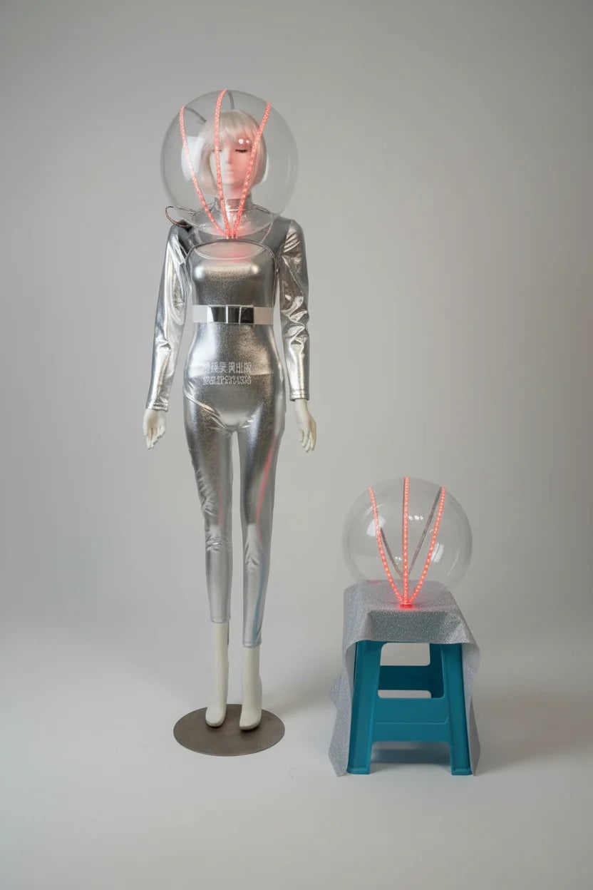 Luminous Space Warrior Light-Up Helmet & Cyberpunk Costume Set