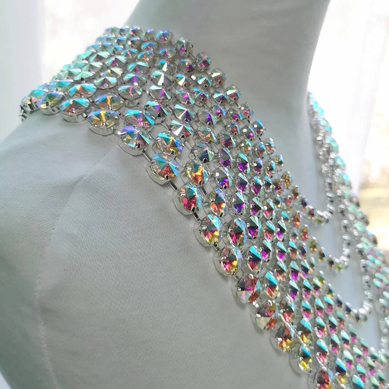 Sparkly Crystal AB Glass Chain Necklace