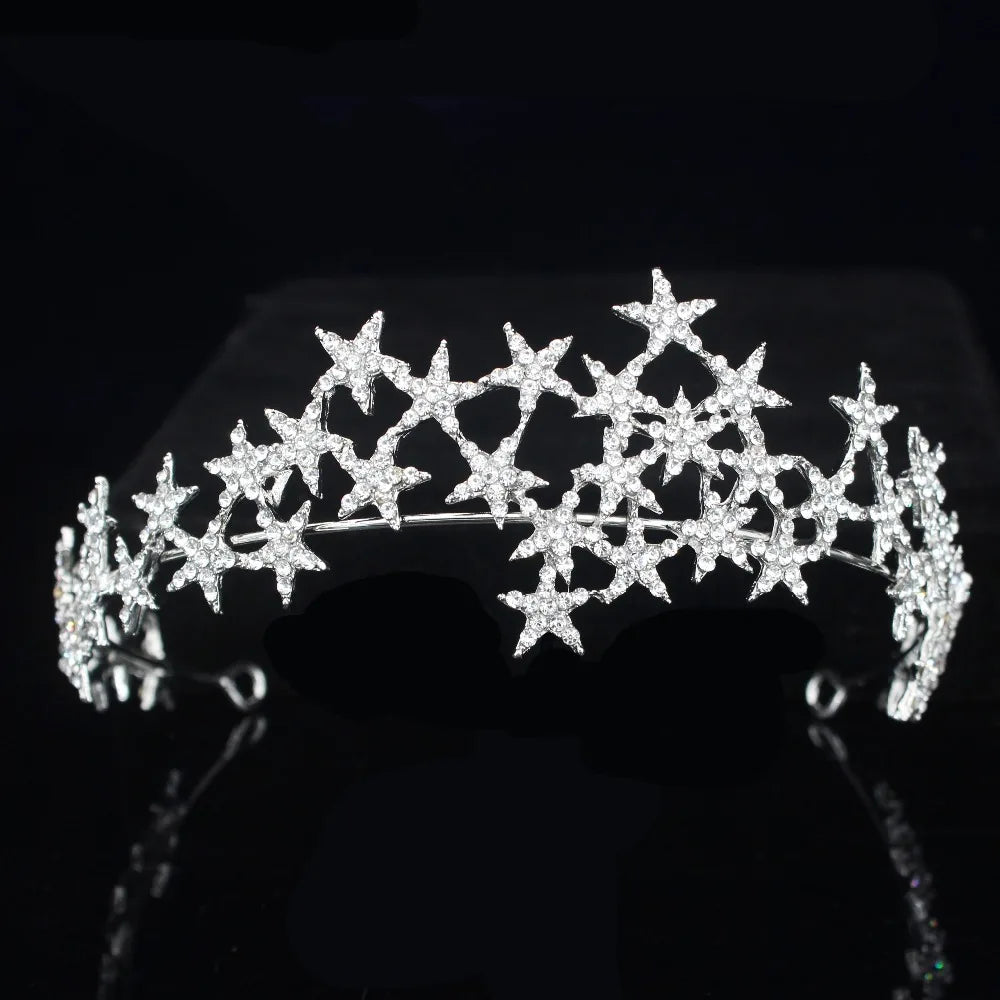 Crystal Star Tiara Crown Headband Hairpiece