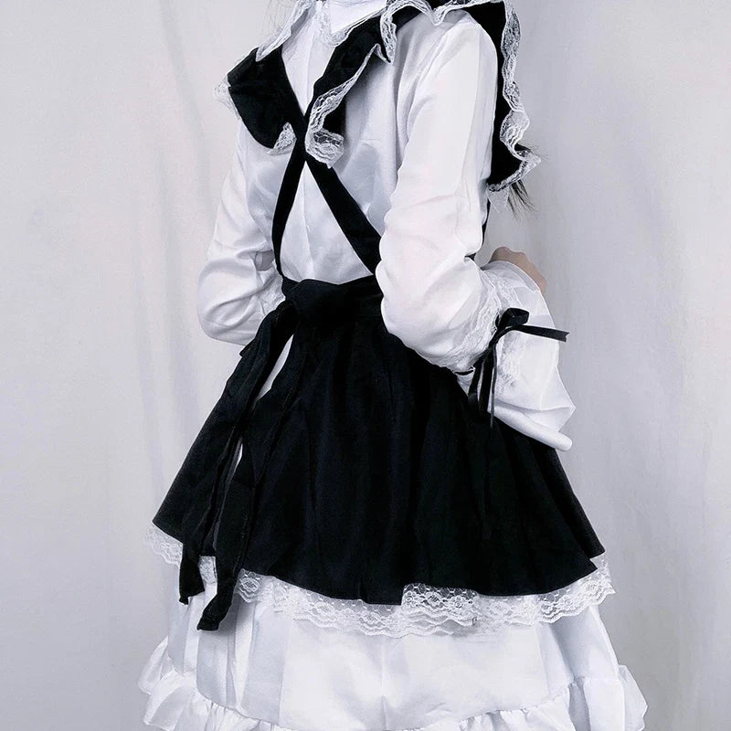 Women Maid Lolita Cosplay Costume – Black & White Apron Dress