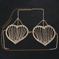 Dazzling Heart Crystal Bra Chain & Thong Bikini Body Jewelry Set
