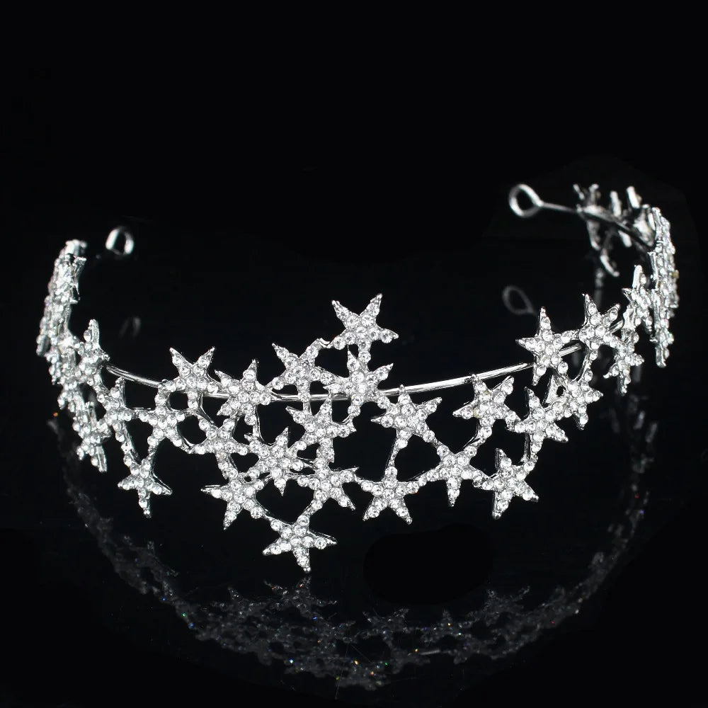 Crystal Star Tiara Crown Headband Hairpiece