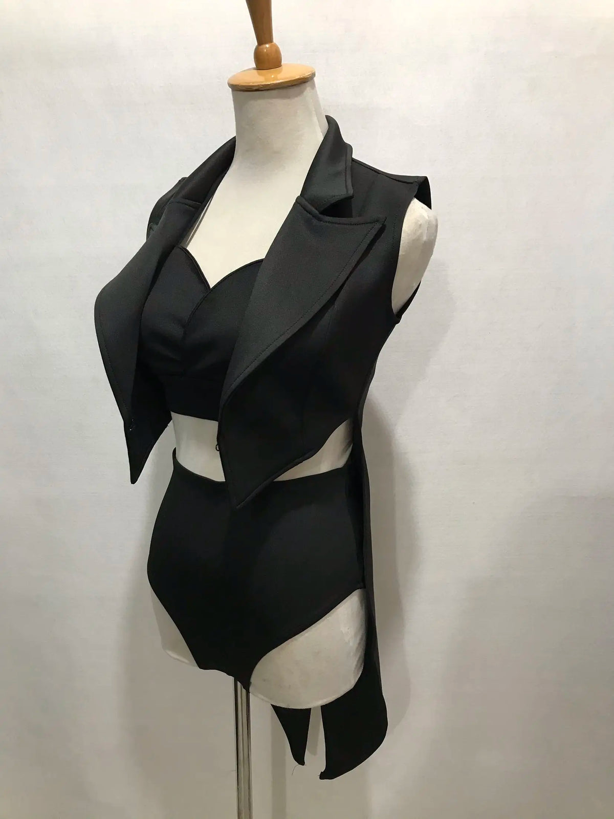 Female Jazz Dance Team Costume Black Yellow Bikini Tailcoat 3 Pieces Set Women Singer Nightclub Sexy Stage Wear Cosplay Outfits