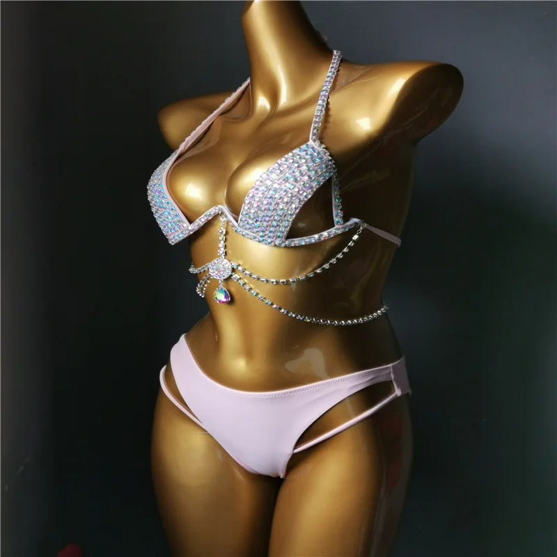 The Venus Vacation Classic Crystal Bikini – Ultra-Glam Rhinestone Showgirl Swim Set