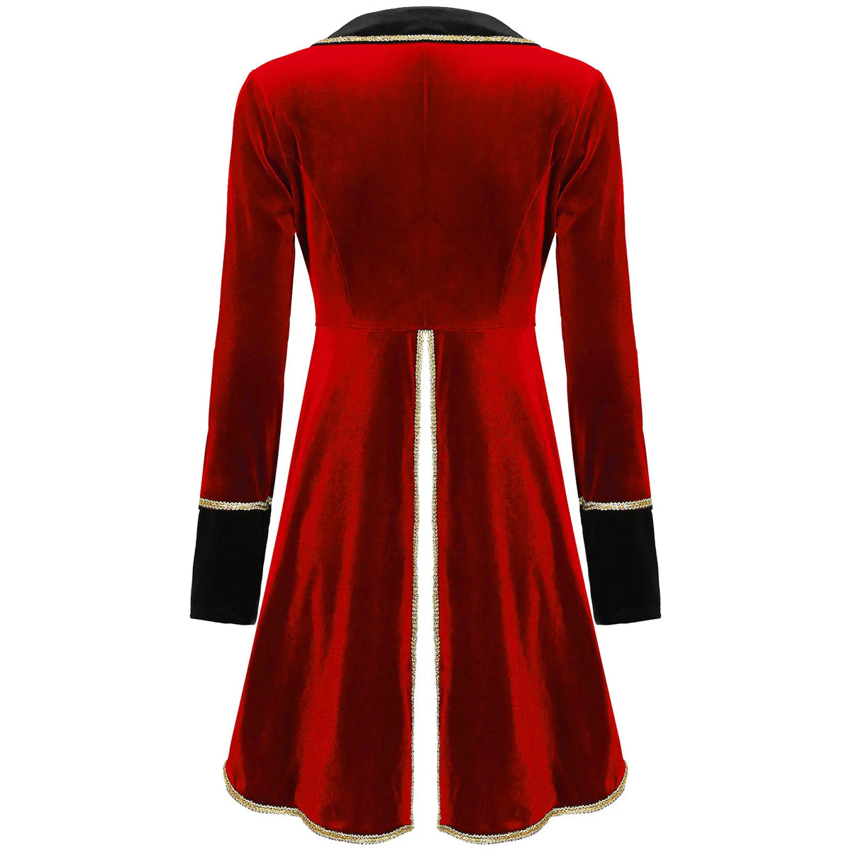 Velvet Circus Ringmaster Gold-Trimmed Swallow-Tail Blazer Coat