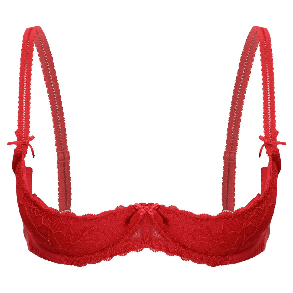 Lace Underwire Half-Cup Push-Up Bra