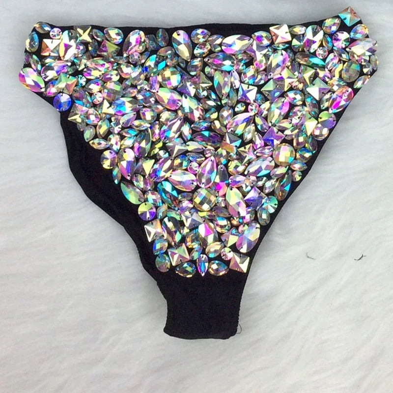 Handmade Samba Carnival AB Crystal Stone High-Waisted Performance Panties