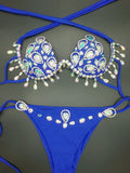 Sparkling Rhinestone Tassel Costume Bikini Set – Shimmering Crystal Fringe Bra & Belt Set for GoGo Dancers, Raves & Stage Performances