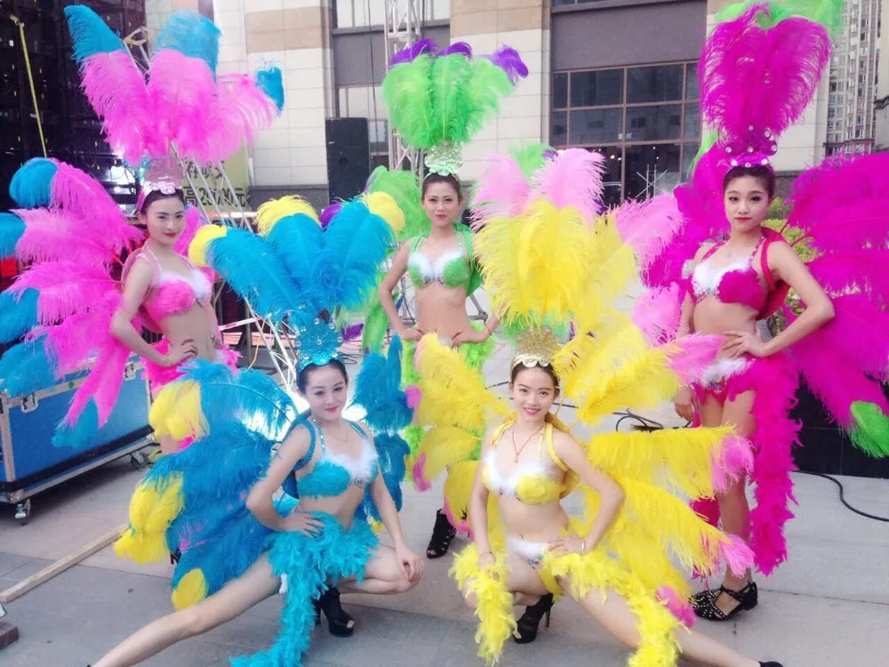 Deluxe Feather Flower Backboard Showgirl Performance Set