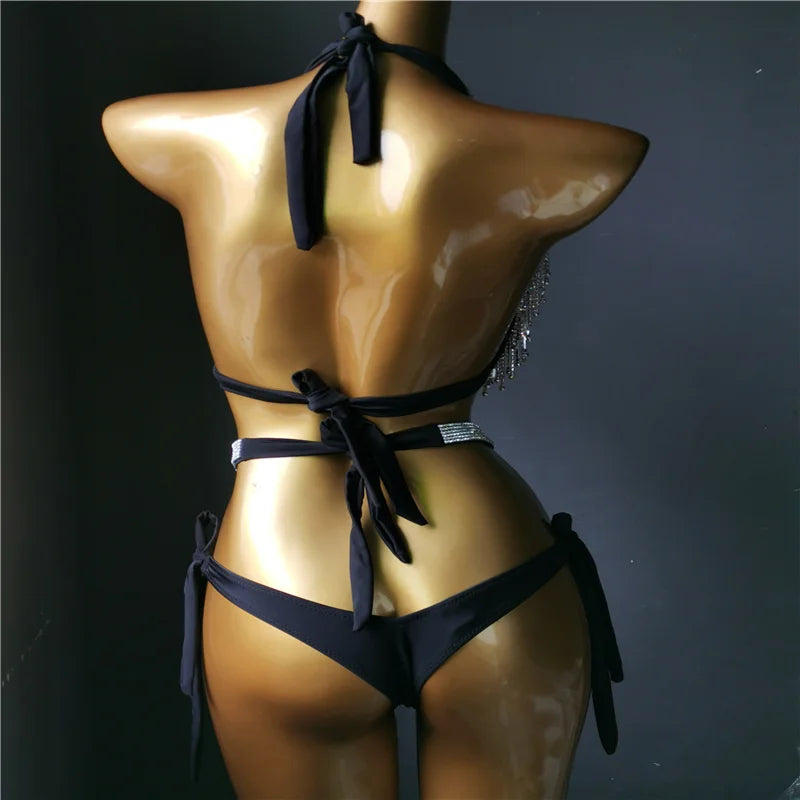 The Venus Vacation Classic Diamond Bikini – Heavy Shimmer Showgirl Swim Set