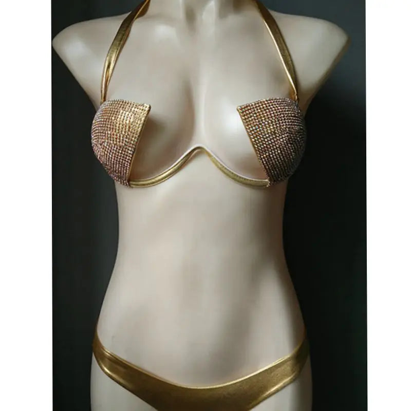 The Venus Vacation Classic Diamond Bikini – Heavy Shimmer Showgirl Swim Set