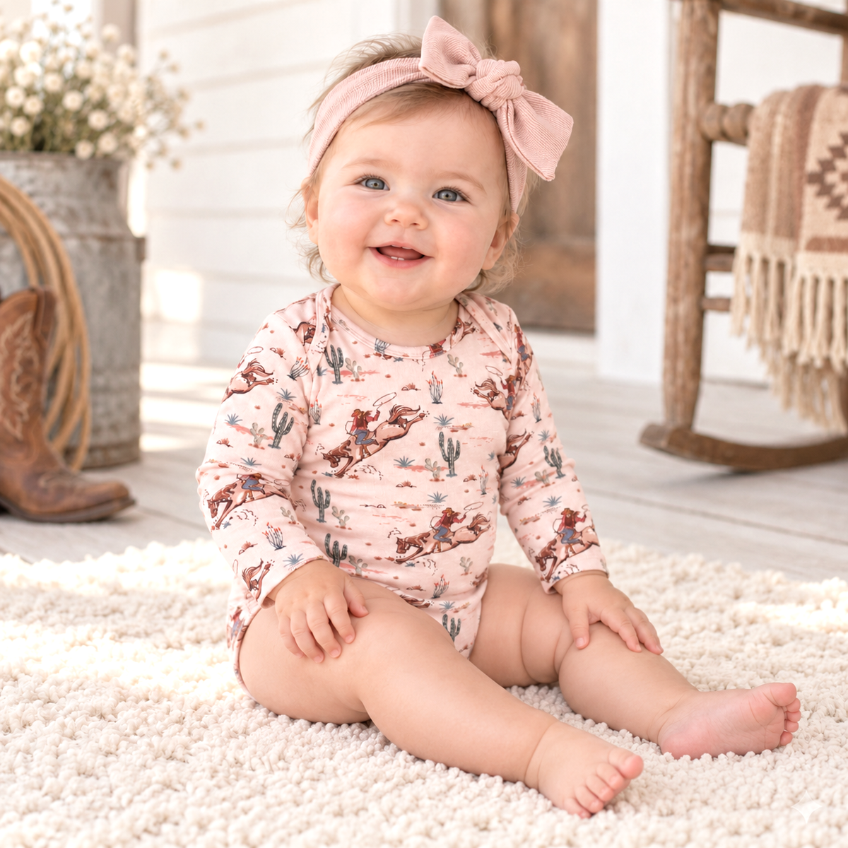 Prairie Princess Baby Girl Western Bamboo Bodysuit 6-12M