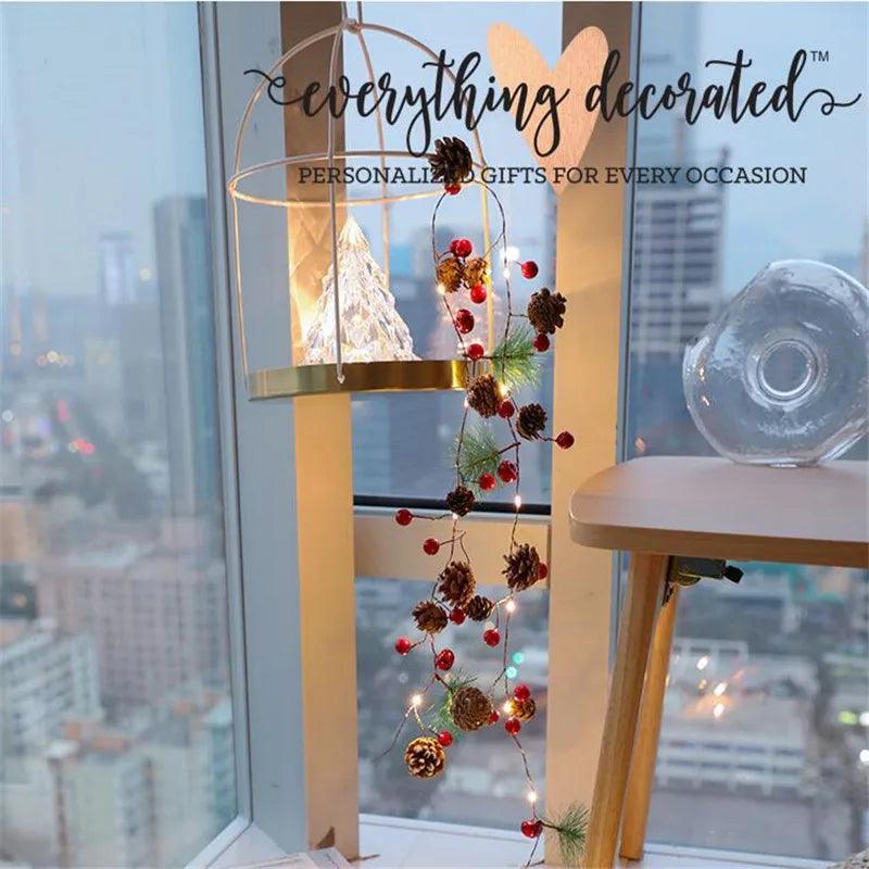 2 m Battery-Powered Pine Cone & Star Christmas String Lights